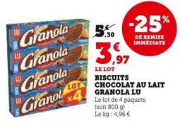 U Express LU Biscuits chocolat au lait granola offre