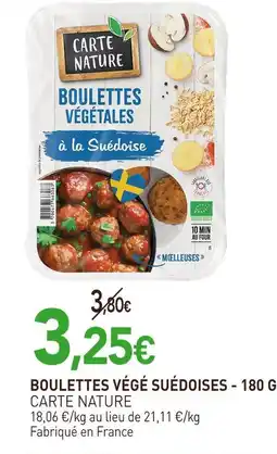 naturéO CARTE NATURE Boulettes végé suédoises offre