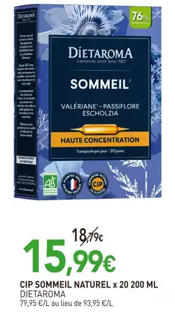 naturéO Dietaroma Cip sommeil naturel x 20 offre