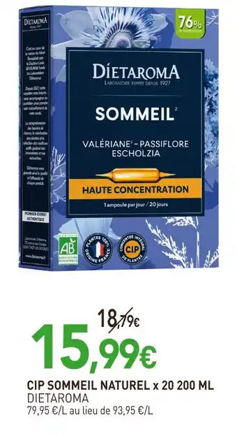 naturéO Dietaroma Cip sommeil naturel x 20 offre