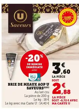 U Express U Saveurs Brie de Meaux AOP offre