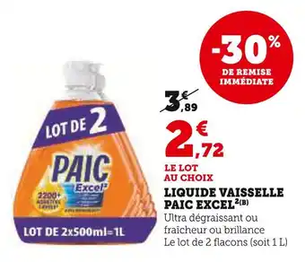 U Express PAIC EXCEL² Liquide vaisselle(b) offre