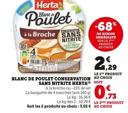 U Express HERTA Blanc de poulet conservation sans nitrite offre