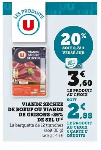 U Express U Viande séchée de boeuf ou viande de Grisons offre