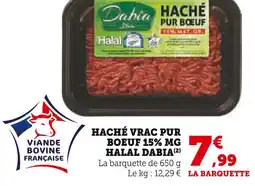 U Express Dabia Haché Vrac Pur Boeuf 15% MG Halal offre