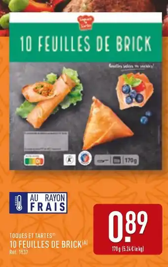 ALDI Toques et Tartes 10 Feuilles de Brick offre