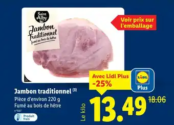 Lidl Jambon traditionnel offre