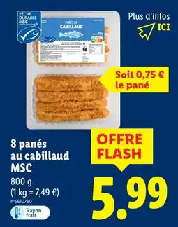 Lidl 8 panés au cabillaud msc offre