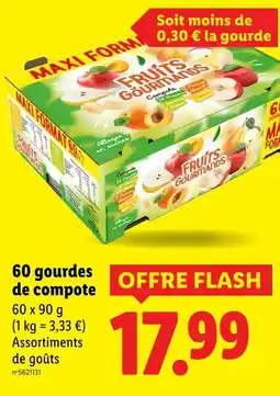 Lidl FRUITS GOURMANDS 60 gourdes de compote offre