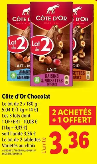 Lidl COTE D'OR Chocolat offre