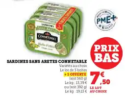 Super U CONNETABLE Sardines sans aretes offre