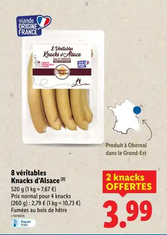 Lidl 8 véritables Knacks d'Alsace offre