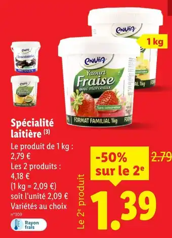 Lidl ENVIA Spécialité laitière offre