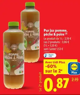 Lidl SOLEVITA Pur jus pomme, pêche & poire offre