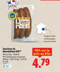 Lidl Saucisses de Montbéliard IGP offre