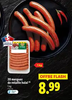 Lidl 20 merguez de volaille halal offre