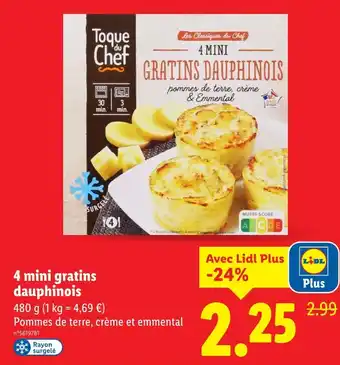 Lidl TOQUE CHEF 4 mini gratins dauphinois offre