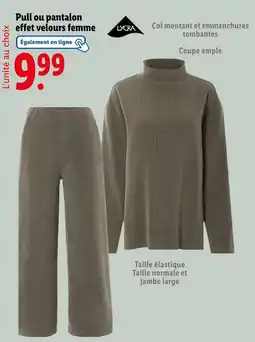 Lidl esmara Pull ou pantalon effet velours femme offre