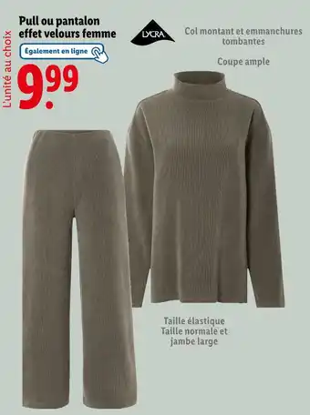 Lidl esmara Pull ou pantalon effet velours femme offre