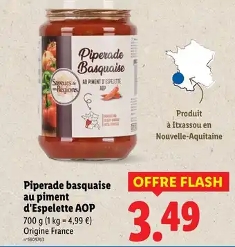 Lidl SAVEURS DE NOS RÉGIONS Piperade basquaise au piment d'Espelette AOP offre