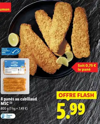 Lidl 8 panés au cabillaud msc offre