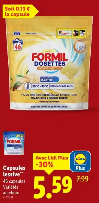 Lidl Formil Capsules lessive offre