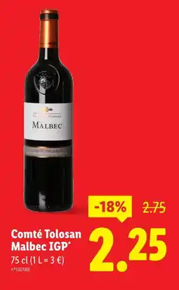 Lidl Comté tolosan malbec igp offre