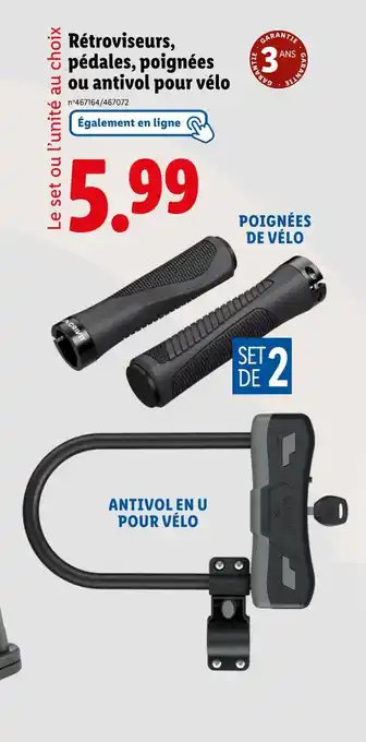 Lidl Crivit Rétroviseurs, pédales, poignées ou antivol pour vélo offre