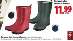 Lidl Parkside Bottes de pluie femme et homme offre