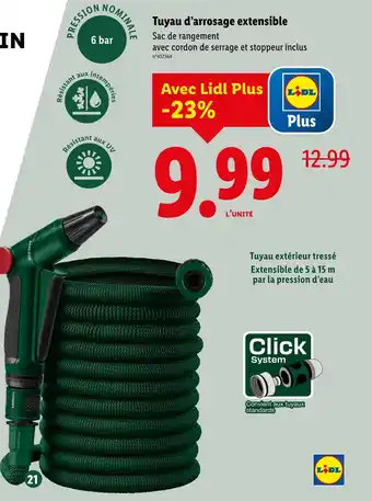 Lidl Tuyau d'arrosage extensible offre