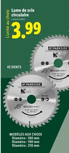 Lidl Parkside Lame de scie circulaire offre