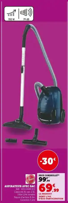 Super U Hoover Aspirateur avec sac offre