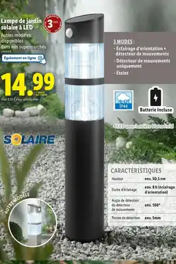 Lidl SOLAIRE Lampe de jardin solaire à led offre