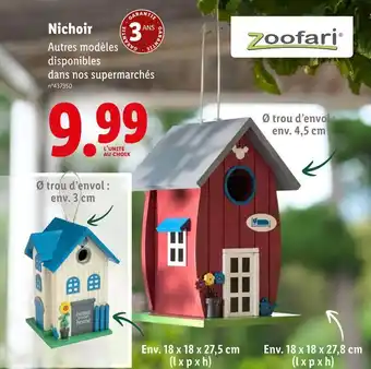 Lidl ZOOFARI Nichoir offre