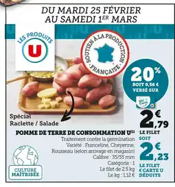 Super U U Pomme de Terre de Consommation offre