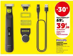 Super U PHILIPS Tondeuse visage et corps oneblade offre