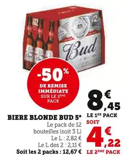 Super U Bud Biere blonde 5° offre