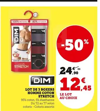 Super U DIM Lot de 3 boxers homme coton stretch offre