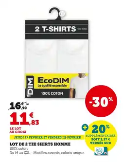 Super U EcoDIM Lot de 2 Tee Shirts Homme offre