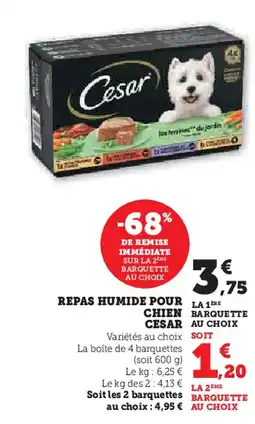 Super U CESAR Repas humide pour chien offre