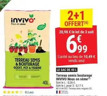 Gamm vert INVIVO Terreau semis bouturage Nous on sème offre