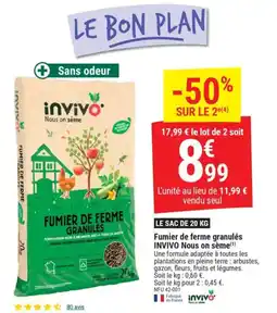 Gamm vert INVIVO Fumier de ferme granulés Nous on sème offre