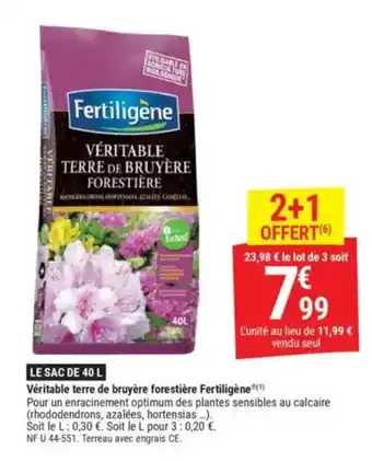 Gamm vert Véritable terre de bruyère forestière Fertiligène offre