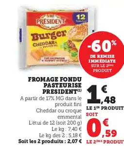 Super U PRESIDENT Fromage fondu pasteurise offre