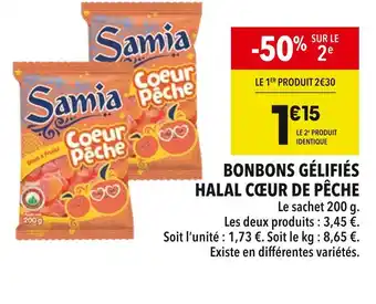 Supeco SAMIA Bonbons gélifiés halal coeur de pêche offre