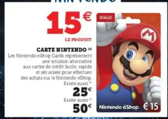 Super U Carte Nintendo offre