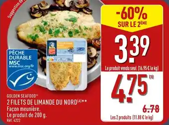 ALDI Golden seafood 2 filets de limande du nord offre