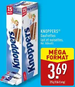 ALDI KNOPPERS Gaufrettes lait et noisettes. offre