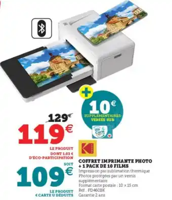 Super U Coffret Imprimante Photo + 1 Pack De 10 Films offre