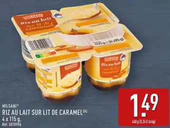 ALDI Milsani riz au lait sur lit de caramel offre